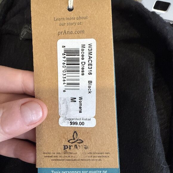 NWT Prana Macee Black Dress M Textured Jacquard Long Sleeves Zipper Midi Scandi - Picture 6 of 7